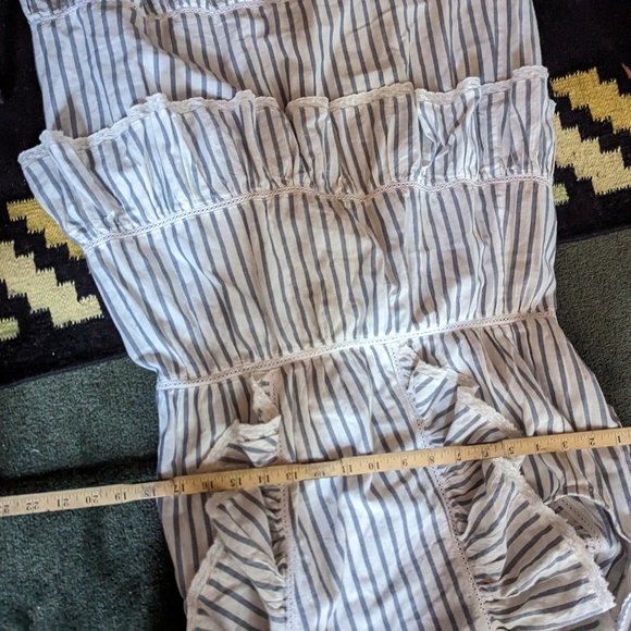 LoveShackFancy India Striped Voile Cotton Button Down Ruffle Mini Dress sz 8 - Picture 7 of 8